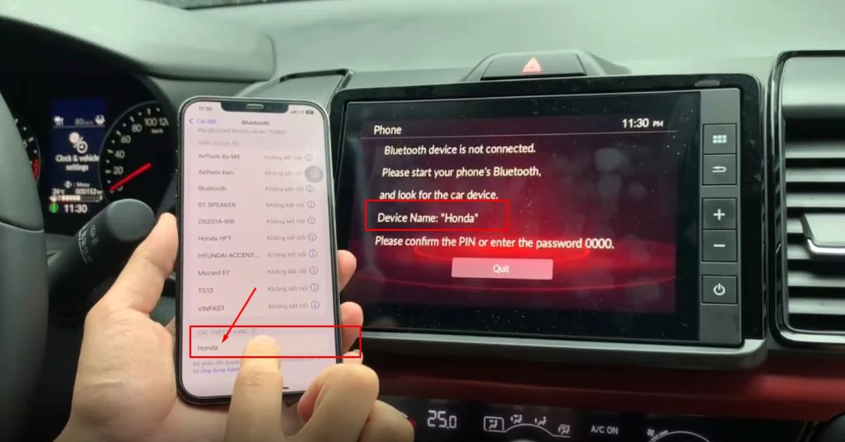 Kết nối Bluetooth trên Honda City (Ảnh: Sưu tầm Internet)