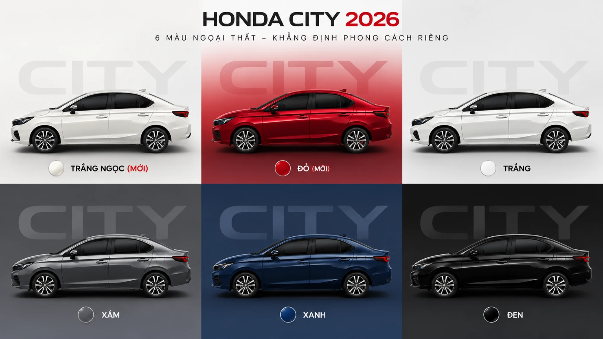 Màu sắc Honda City 2026