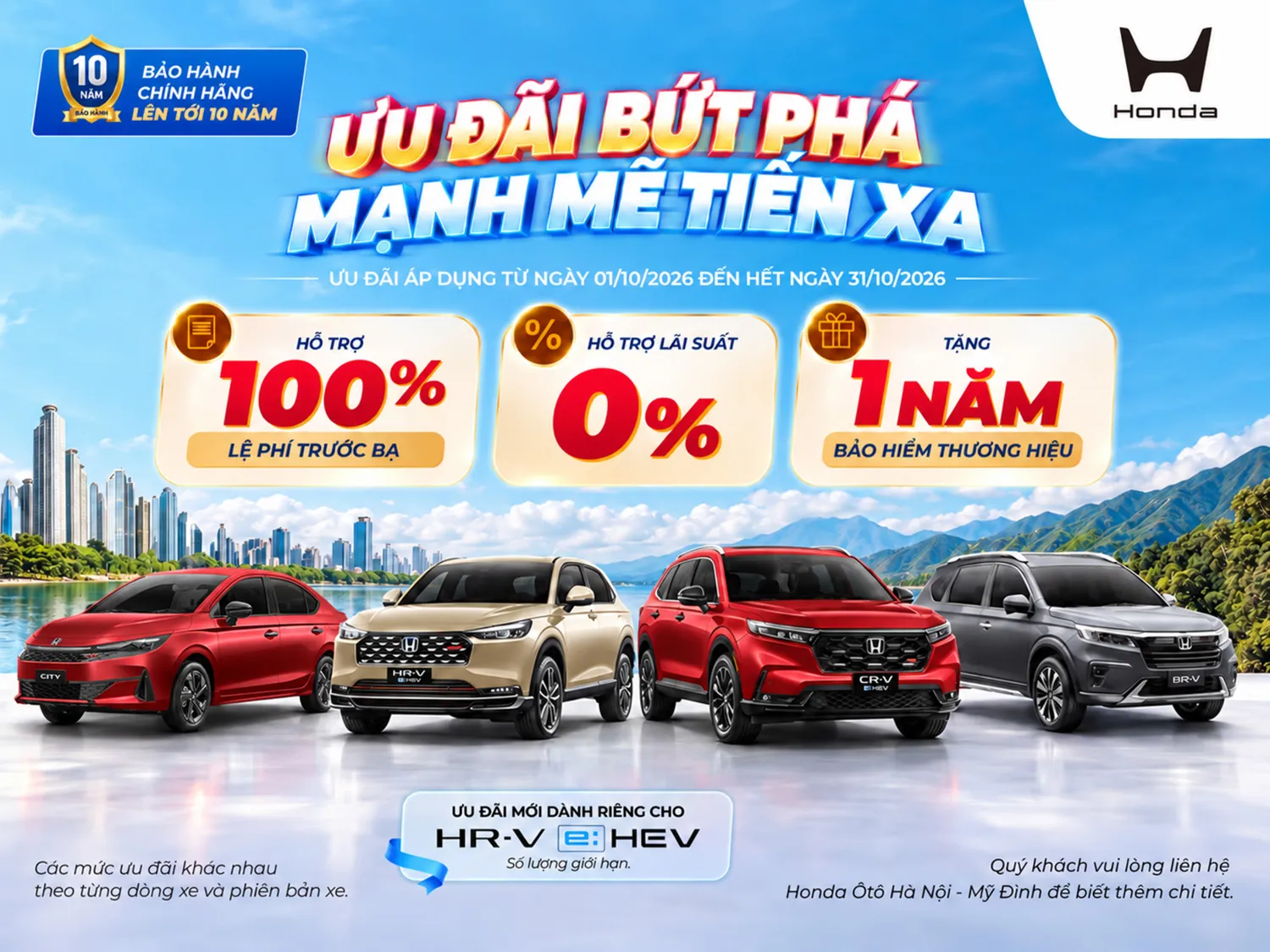 Ưu đãi mua ô tô Honda tháng 10/2026