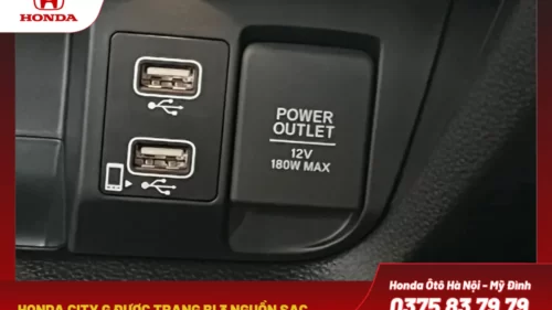 Honda City G được trang bị 3 nguồn sạc, mang lại sự tiện lợi tối đa cho hành khách và người lái trong việc sạc các thiết bị điện tử.