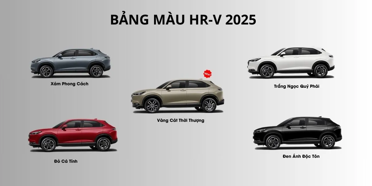 Honda HR-V 2025 đa dạng màu sắc tùy chọn