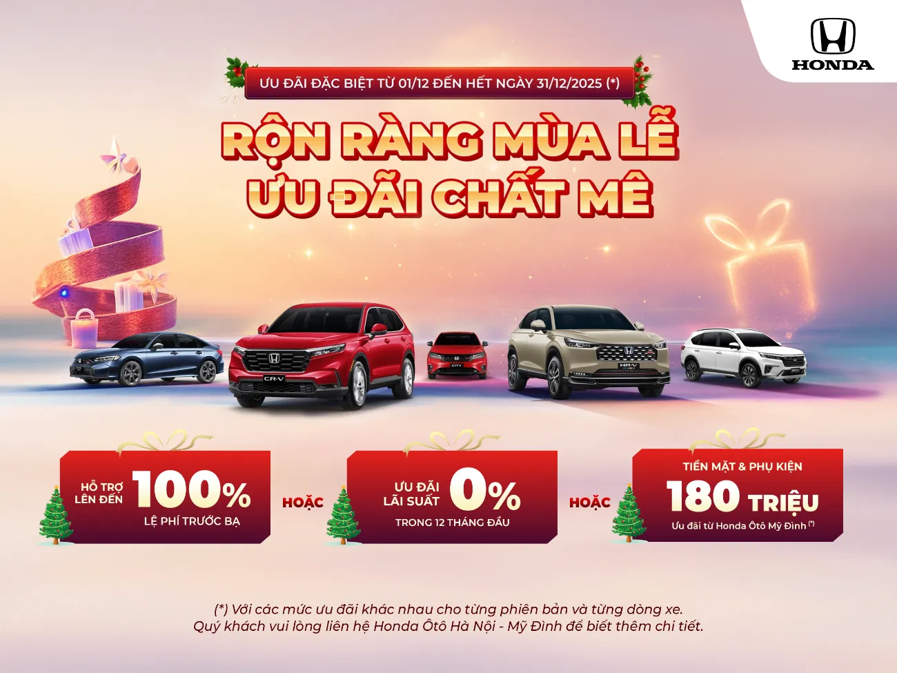 Honda Ô Tô Mỹ Đình ưu đãi xe ô tô Honda tháng 12/2025