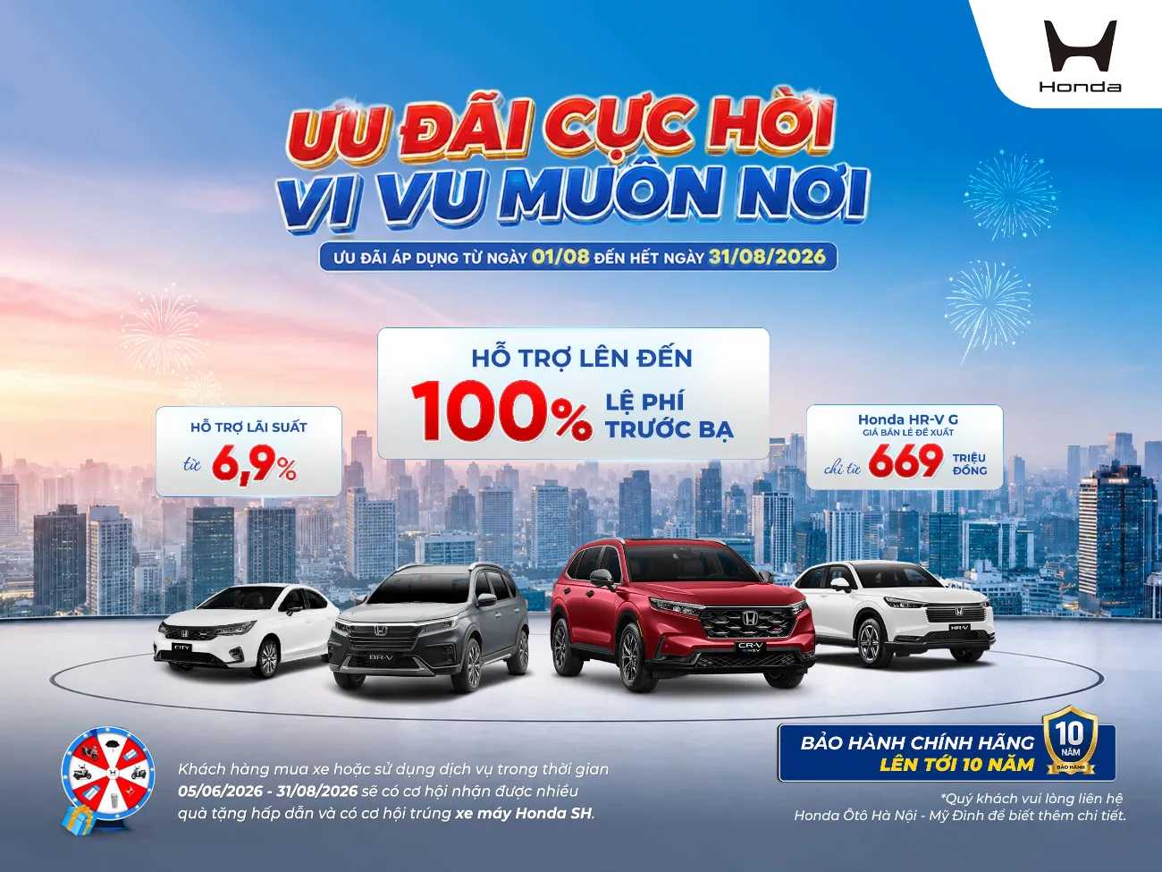 Ưu đãi mua ô tô Honda tháng 8/2026